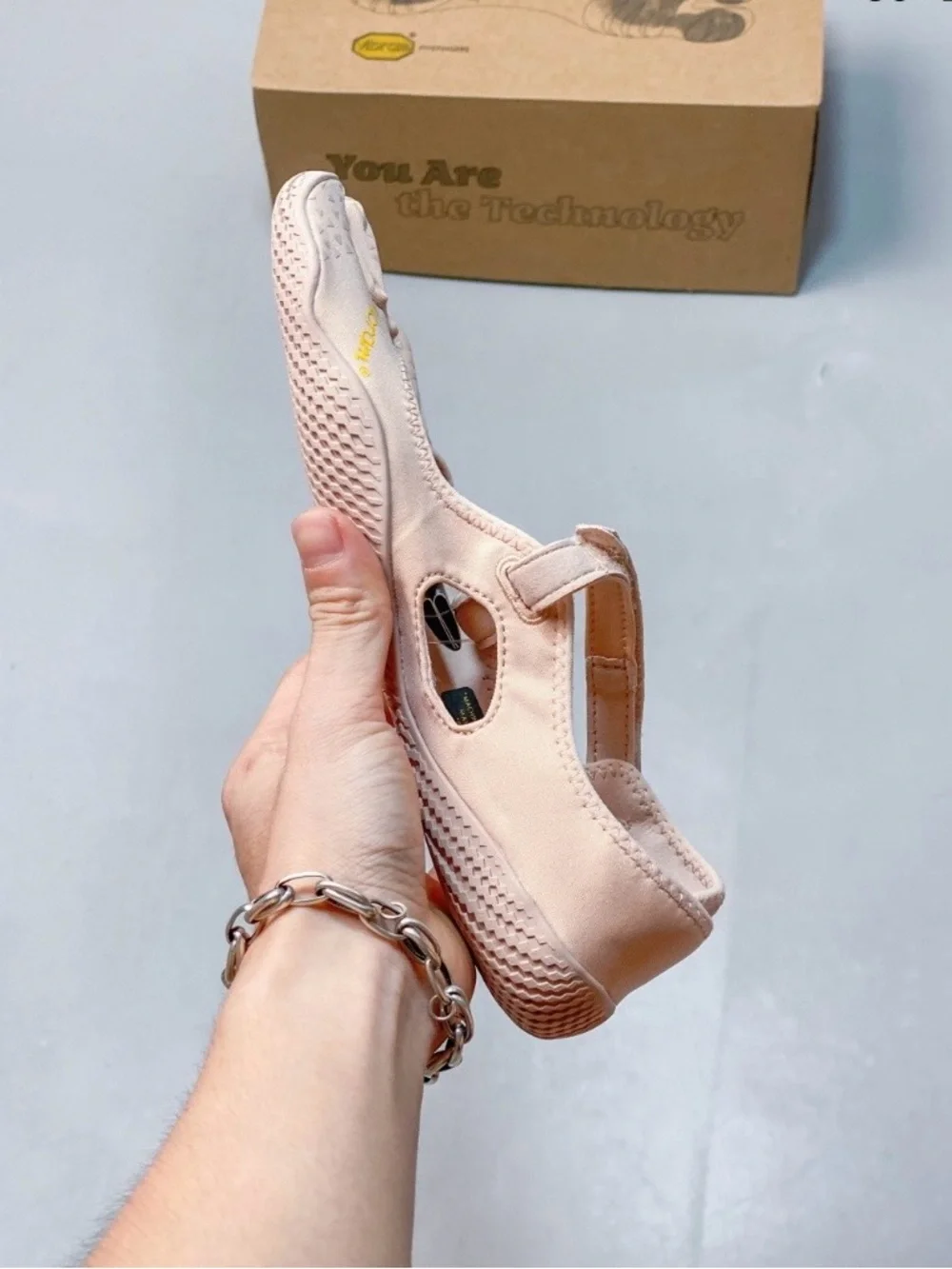 Vibram Women's Five-Toe Mary Jane Flats in Soft Peach